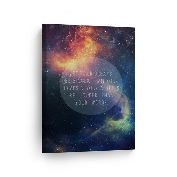 Smile Art Design Let Your Dreams Be Bigger Than Your Fears and Your Actions Quote Canvas Print Motivational Wall Art Saying Home Decor Artwork Bedroom Living Room - Made in the USA - 40x30
