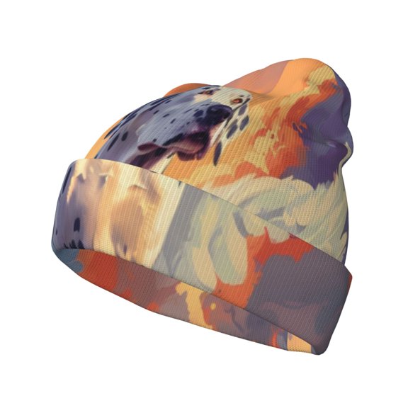 Easygdp Colorful Cloud Spotted Dog Winter Beanie for Men Women Beanie Knit Hat Cuffed Cap Beanie Knit Chunky Snow Cap