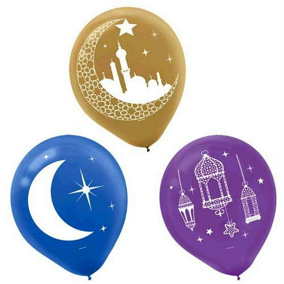 Various 'Eid Mubarak' Latex Balloons, Party, Holidays (15ct)