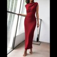 thumbnail image 2 of Vestido Ajustado Fruncido para Mujer Color Vino Tinto M, 2 of 7