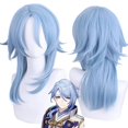 thumbnail image 2 of Genshin Impact-Peluca de Cosplay azul hielo para Ayato Kamisato, larga y esponjosa, resistente al calor, fiesta de Halloween, 2 of 4