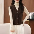 thumbnail image 5 of 2025 Fall Winter Women Sweater Vest Casual Sleeveless Cardigan V-Neck Button Down Vest Outerwear with Pockets, 5 of 5