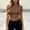 Coffee, variant on Women’s Casual Solid Color Midriff Baring Short Sleeve Crop Top, Round Neck Summer Tee for Daily Home Wear and Party Outfit