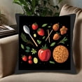 thumbnail image 5 of Set of 2 Decorative Throw Pillow Covers 18x18in - Vibrant Fruits & Vegetables Design on Black Background for Couch Bed Car, 5 of 8