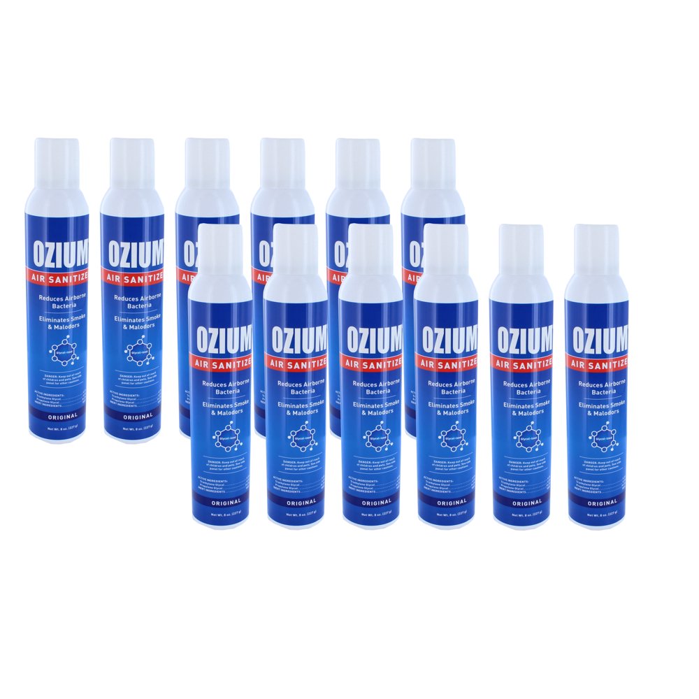 Ozium Air Sanitizer Reduces Eliminates Smoke & Malodors 8oz Spray, 12
