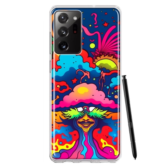 MUNDAZE Samsung Galaxy Note 20 Ultra Shockproof Clear Hybrid Protective Phone Case Neon Rainbow Psychedelic Trippy Hippie Bomb Star Dream