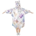 thumbnail image 2 of FORMRS Wearable Blanket Hoodie with Sleeves for Kids Cozy Flannel Sweatshirt, Purple Flower Pattern, 2 of 7