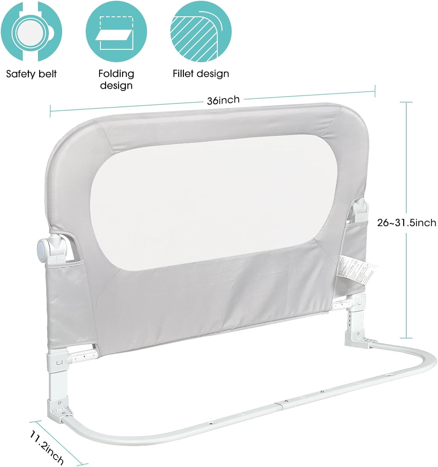 Baby Bed Rail Guard for Toddlers - 47" Toddler Bed Side Rails for Twin, Full, Queen Bunk Size Bed Swing Down Bedrail Extral Tall Child Safety Side Railing Guards for Kids