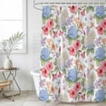thumbnail image 4 of Beige Blue Hydrangea Bathroom Shower Curtains with 12 Hooks Waterproof Shower Curtain for Stalls and Bathtubs Farmhouse Floral Botanical Watercolor Decorative Bathroom Privacy Curtain 36x78 Inches, 4 of 9