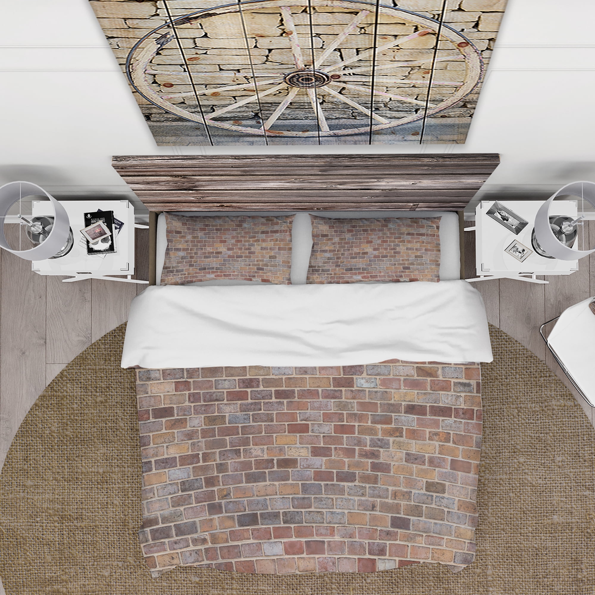 Designart 'Red Brick WallTexture' Modern & Contemporary Duvet Cover Set