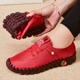 thumbnail image 3 of Zapatillas Planas Hechas A Mano Para Mujer, Zapatos De Piel Sintética Con Punta Redonda Y Cordones De Color Sólido, Zapatos Casuales Para Caminar, 3 of 4