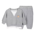 thumbnail image 3 of Baby Boy Fall Winter Clothes Toddler Kids Solid Outfits Long Sleeve Sweatshirt Tops + Joggers Pants Set Grey,12-18 Months, 3 of 8
