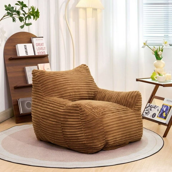 Bean Bag Chairs Bean Bag Chair for Adults with Armrests - Oversized Comfy Beige Beanbag Lounge Lazy Floor Sofa Chair for Living Room, Bedroom & Dorm, Cozy Fluffy Single Cloud Mini Couch,Lazy Sofa Cha