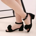 thumbnail image 6 of YYUIJK Girls Sandals Open Toe Kids Summer Low Heels Sandals Fashion Dress Flower Shoes for Wedding Party Black 11 Years, 6 of 7