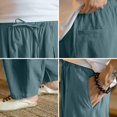 thumbnail image 4 of Zimjoy Big and Tall Men's Casual Pants Summer Cotton Linen Wide Leg Trousers Lightweight Breathable Lounge Pants, Green XL, 4 of 5