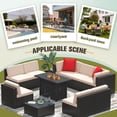 thumbnail image 3 of Homall 10 Pieces Rattan Patio Furniture Conversation Set with 43" Gas Propane 50000 BTU Fire Pit Table Outdoor Sectional Sofa for Backyard,Beige, 3 of 9