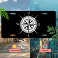 thumbnail image 5 of 1 Pcs 2D Flat License Plate Covers & Frames, Compass For Decorative Front, Waterproof For Decoration Aluminum License Plate Covers & Frames Cover For Men Women, 12" X 6", 5 of 7