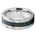 thumbnail image 3 of 8mm Polished Silver Tungsten Carbide Wedding Band Blue Carbon Fiber Mens Comfort Fit Ring 8, 3 of 4
