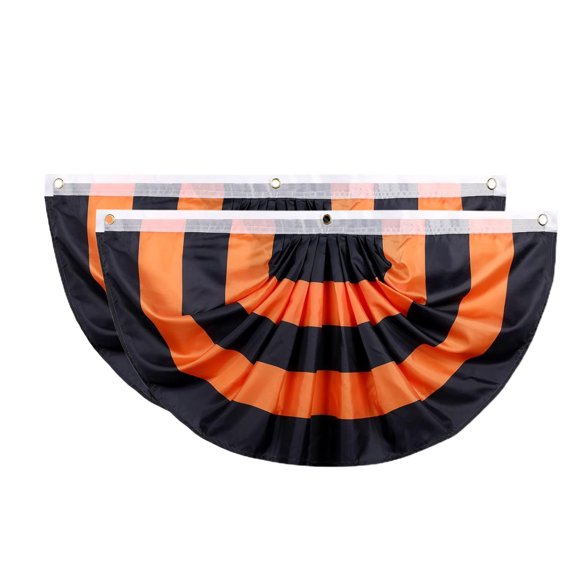 Halloween Yard Flag,Halloween Day Scalloped Flag Yard Fence Hanging, Stripe Print with Canvas Header Eyelets for Indoor Outdoor