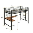 Kumji Loft Bed, Twin Loft Bed with Desk for Kids, Metal Twin Bed Frame
