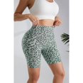 thumbnail image 1 of High Waist Leopard Print Yoga Shorts, 1 of 1