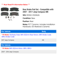 thumbnail image 2 of Rear Brake Pad Set - Compatible with 2007 - 2017 Jeep Compass MK 2008 2009 2010 2011 2012 2013 2014 2015 2016, 2 of 2