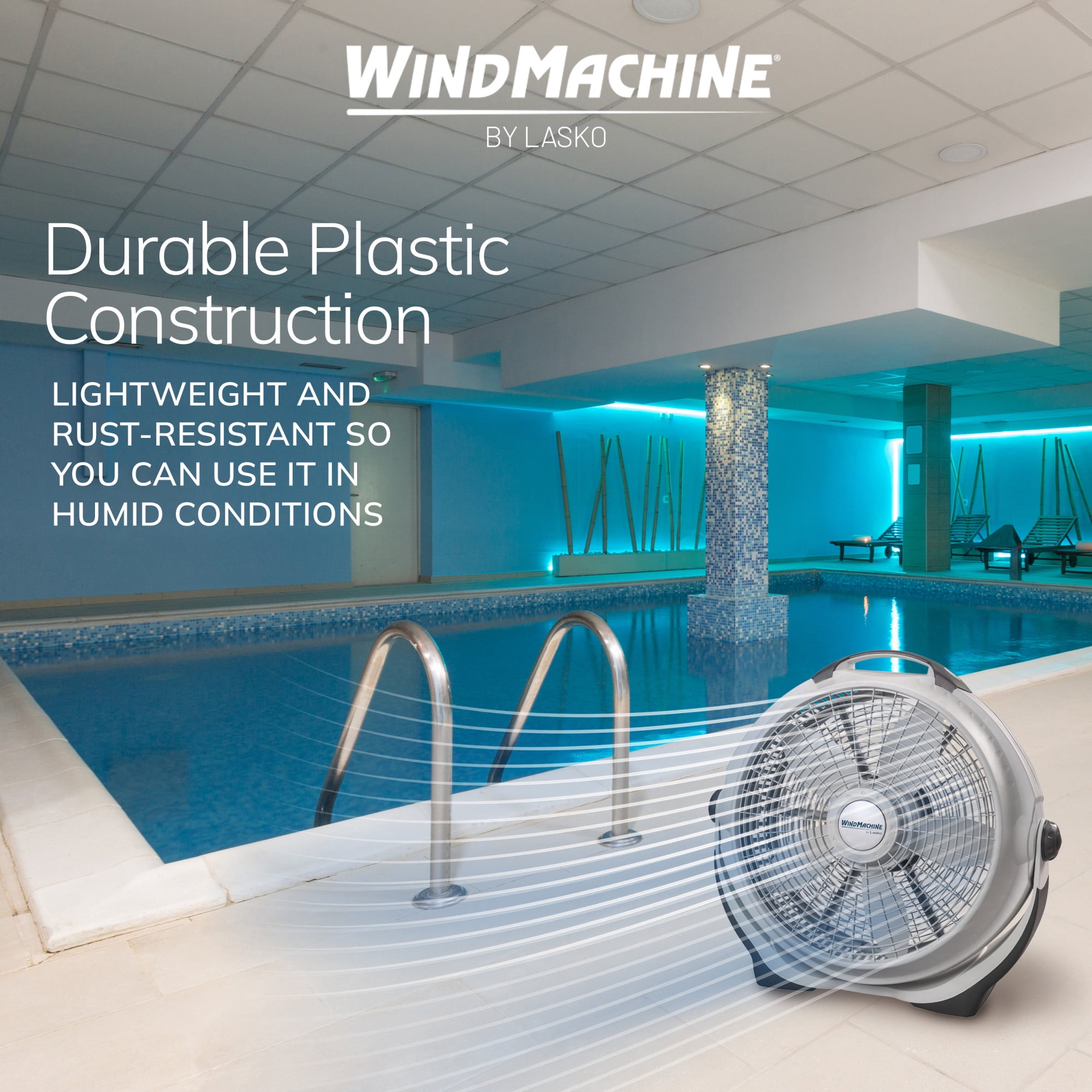 Lasko WindMachine 20" Large Floor Fan, with Pivoting Head for Whole Room Cooling, Portable Indoor 3-Speed Air Circulator, Gray, 3300