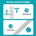 thumbnail image 3 of 24 Inch Towel Bar Replacement Rod for Ceramic Holder - Spring Loaded Adjustable Square Plastic Towel Rod for Bathroom and Kitchen Porcelain Holders (White Reliable Plastic), 3 of 4