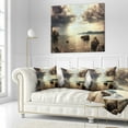 thumbnail image 2 of Designart Rocky Seashore under Clouds Panorama - Modern Beach Throw Pillow - 16x16, 2 of 4
