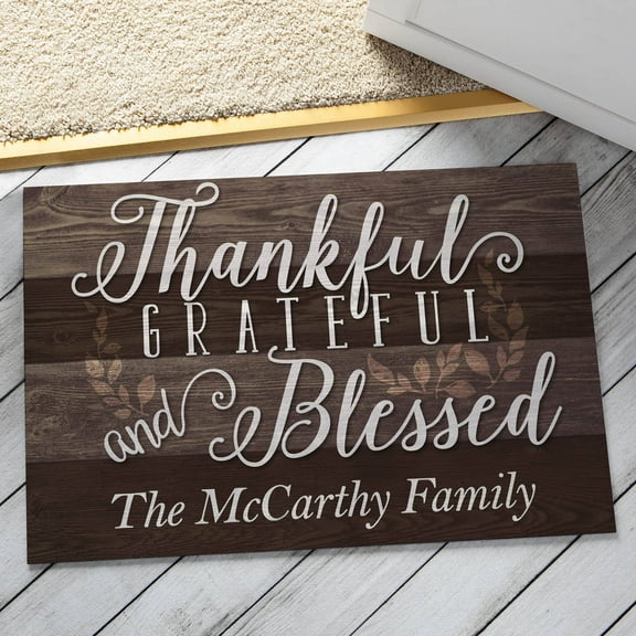 Personalized Doormat - Thankful, Grateful and Blessed