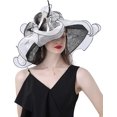 thumbnail image 3 of Women's Organza Church Hat,Fascinator Tea Party Hat,Ruffles Brim Wedding Hat, 3 of 6