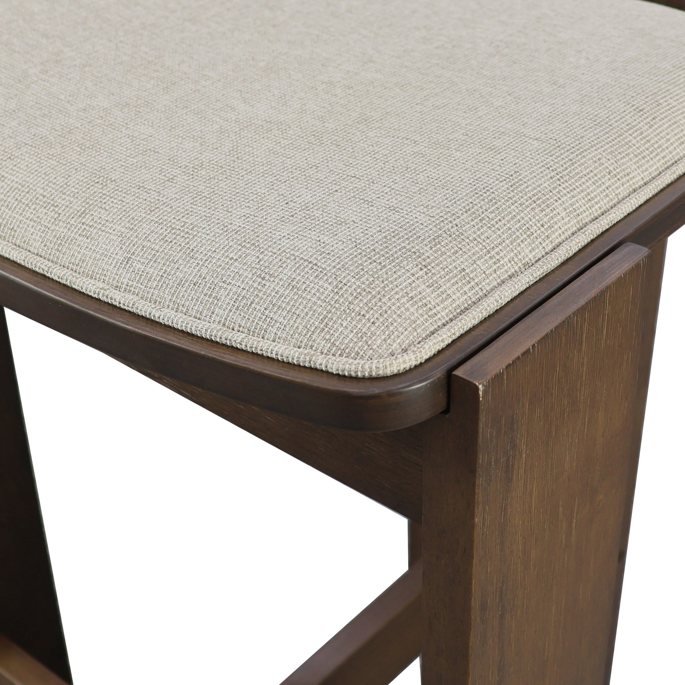 Christopher Knight Home Wooden Backless Counter Stools with Upholstered Seat, Walnut+Beige, Set of 4