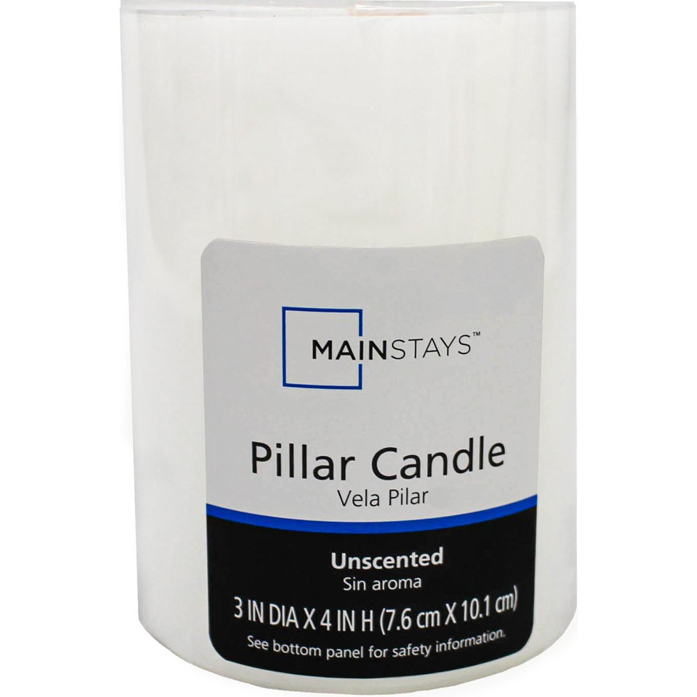 Mainstays Unscented Pillar Candles, 3x4 inches, White