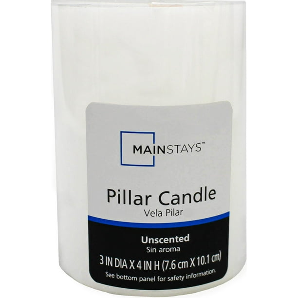Mainstays Unscented Pillar Candles, 3x4 inches, White