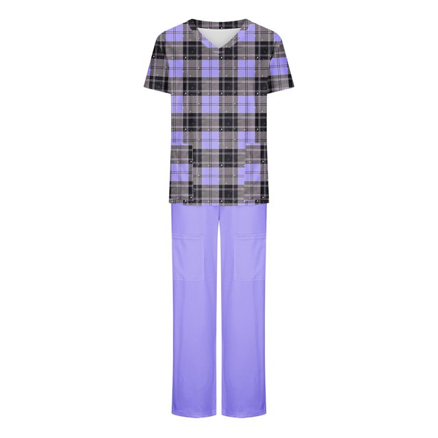 Soki Scrub Set Women Short Sleeve V-Neck T Shirts Top Jogger Pants Working Set on Clearance