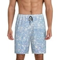 thumbnail image 3 of Lsque White Bule Glitter Mens Sleep Pajama Shorts,Short Pajama Pants, Cotton Ultra-Soft Knit-3X-Large, 3 of 9