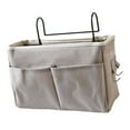 thumbnail image 4 of Bolsa organizadora de bolsillo para mesita de noche, de algodón y lino, para literas y dormitorios, color gris, 4 of 12