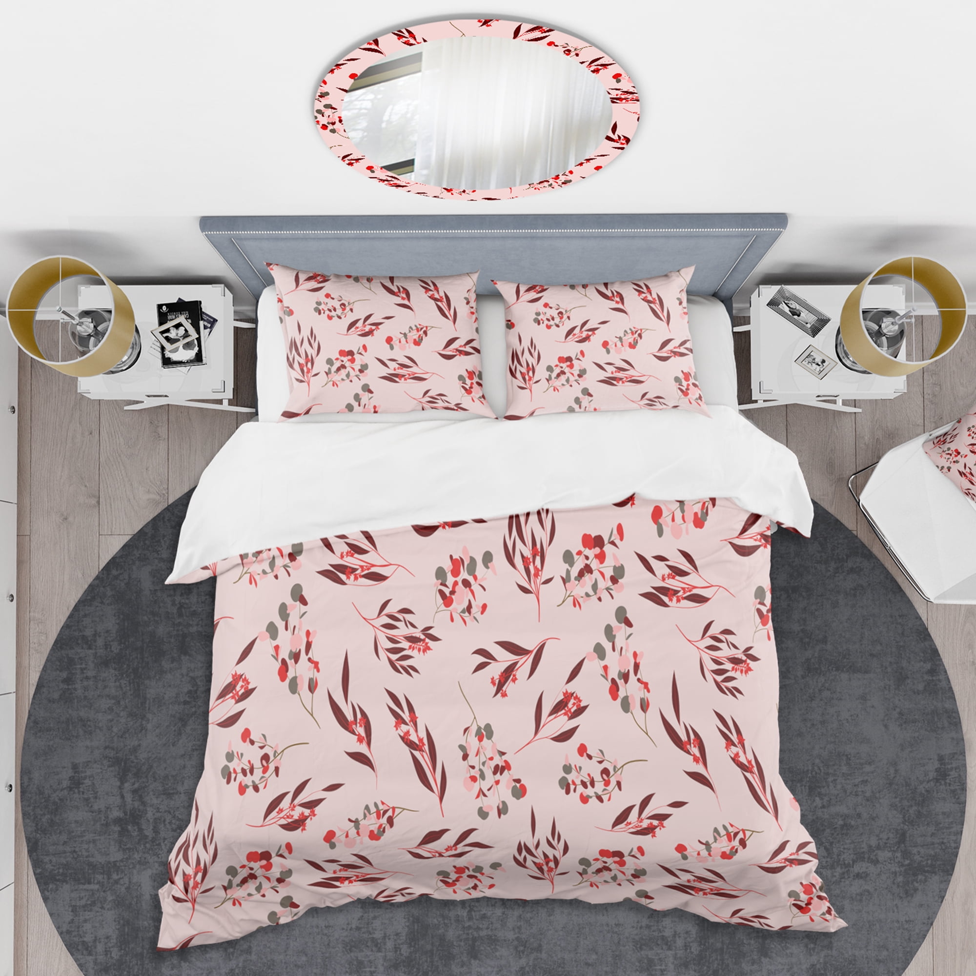 Designart 'Bright Eucalyptus Floral Pattern II' Mid-Century Modern Duvet Cover Set