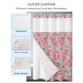 thumbnail image 2 of No Hook Cloth Fabric Shower Curtain with Snap in Liner, Red Floral Waterproof Shower Curtains Set with See Through Top Window, Farmhouse Garden Flowers Botanical Bath Curtains Shower 66"x72", 2 of 6