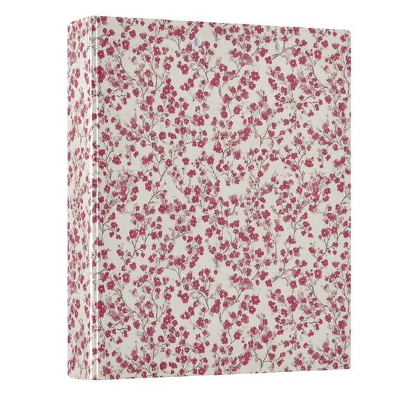 Three Ring Binder Small Flowers Pink Red 1.5 Inch Round Binder D-Rings for Office Supplies and More