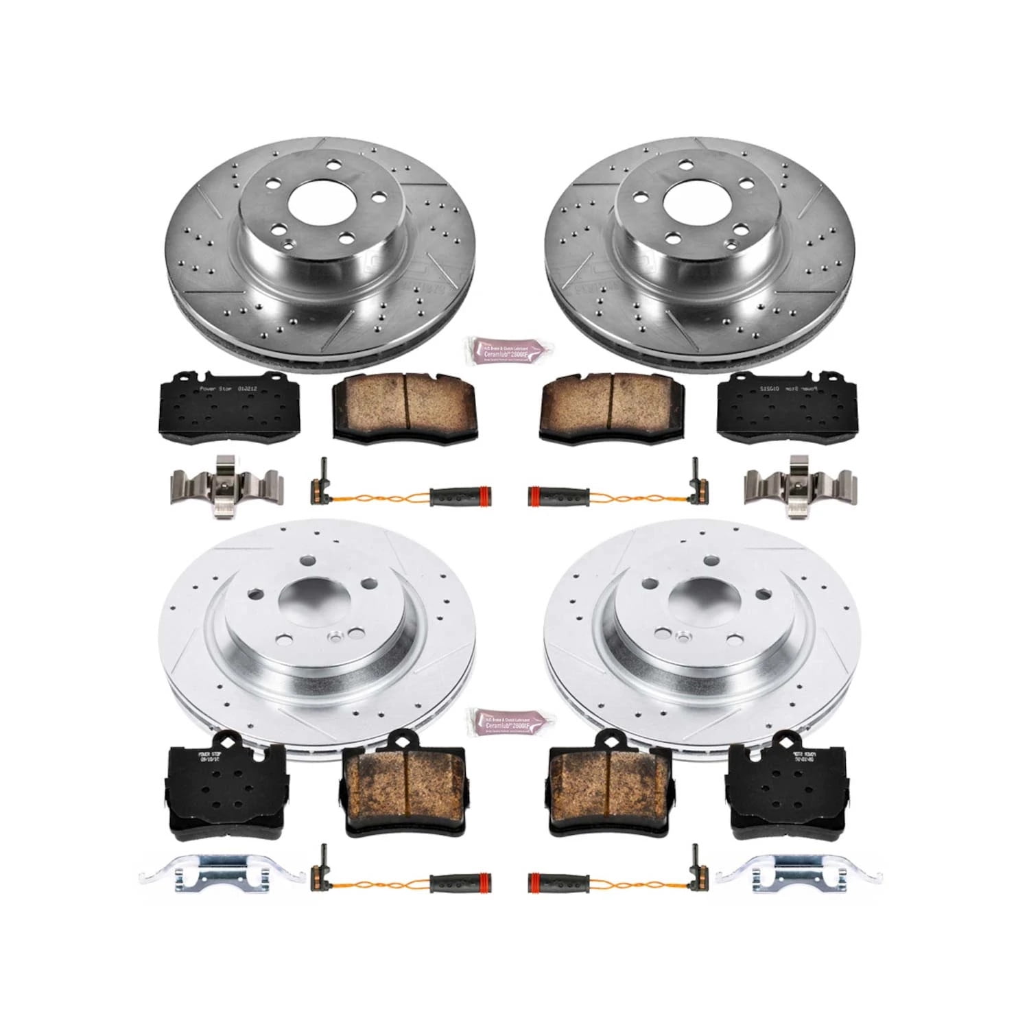PowerStop Front and Rear Z23 Evolution Sport Carbon-Fiber Ceramic Brake Pad and Drilled & Slotted Rotor Kit Fits: MERCEDES-BENZ Select Models K2851