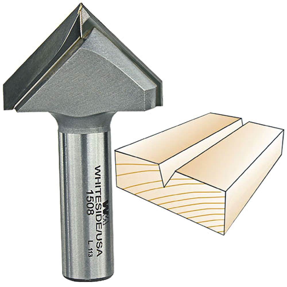 Whiteside 1508 90 Degree VGroove Router Bit 90 1/2"SH, 11/2"CD, 3