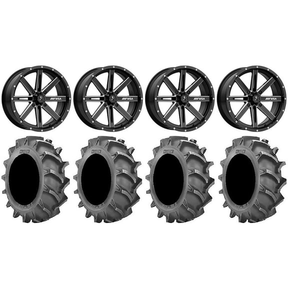 MSA Milled Boxer 18" Wheels 33x8 (6ply) BKT 171 Tires Kawasaki Mule Pro FXT