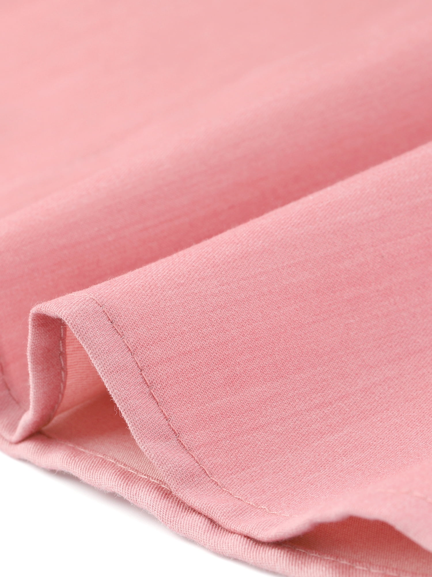 DARING DIVA Women's Peter Pan Collar Puff Short Sleeve Button Chambray Shirt S Pink