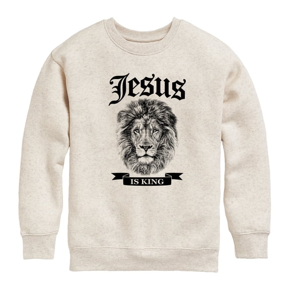Instant Message - Jesus Is King Lion - Toddler & Youth Crewneck Fleece Sweatshirt