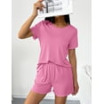 thumbnail image 3 of Ekouaer 2 Packs Womens Pajama Set Short Sleeve Sleepwear Soft Top and Shorts Pjs Casual Outfits Lounge Set with Pockets, 3 of 6