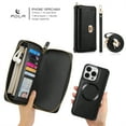 thumbnail image 4 of DeCase Crossbody Zipper Wallet Case for iPhone 15 Plus, Full Body Protectton Multifunction Purse Credit Card Holder，RFID Blocking Handbag PU Leather Shockproof Protective Cover, black, 4 of 8
