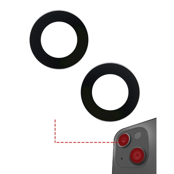 Replacement Back Camera Lens (Glass Only) With Adhesive Compatible For iPhone 14 / 14 Plus (2 Piece Set) (Real Sapphire) (Premium)