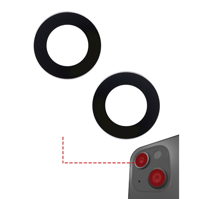 Replacement Back Camera Lens (Glass Only) With Adhesive Compatible For iPhone 14 / 14 Plus (2 Piece Set) (Real Sapphire) (Premium)