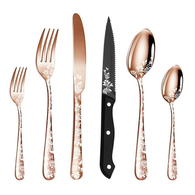 Amdohai 48PCS Stainless Steel Silverware Set Mirror-Polished Cutlery Flatware Set 8 Steak
